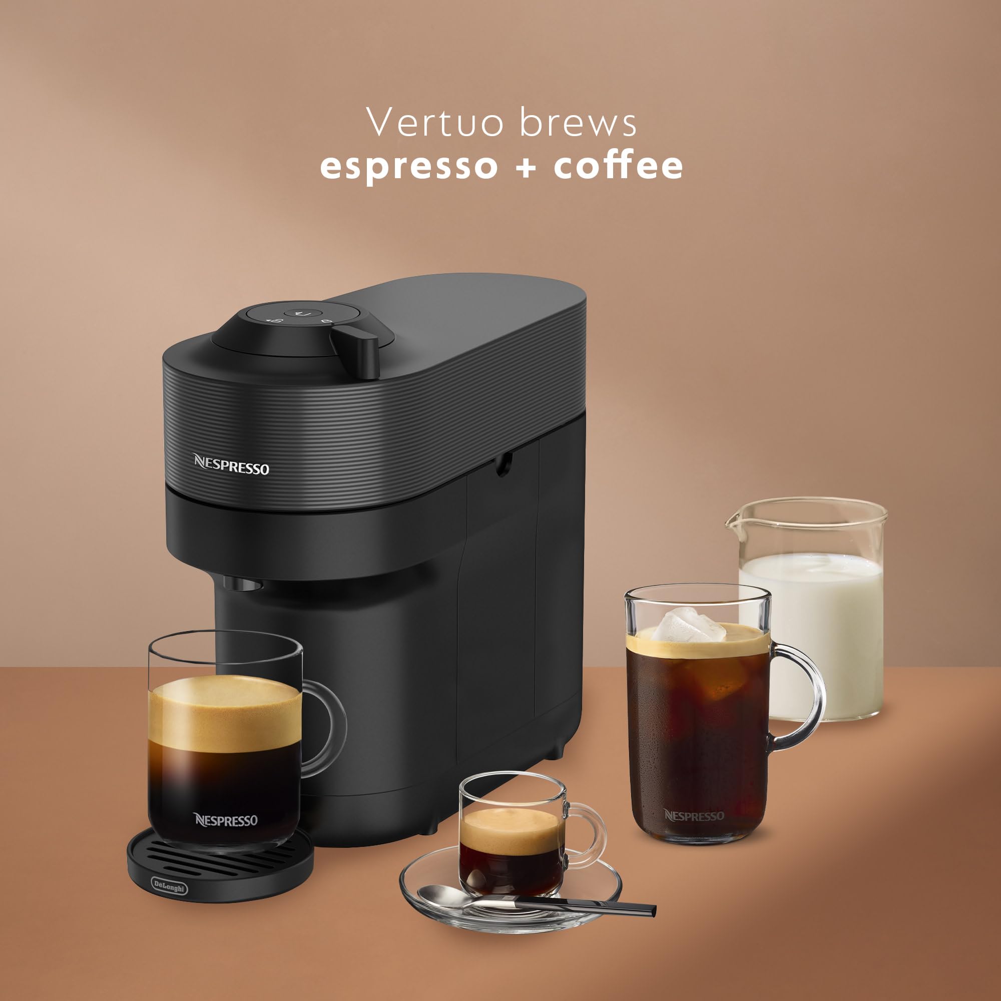 Nespresso Vertuo Pop+ Coffee and Espresso Machine by De'Longhi with Aeroccino Milk Frother, Liquorice Black