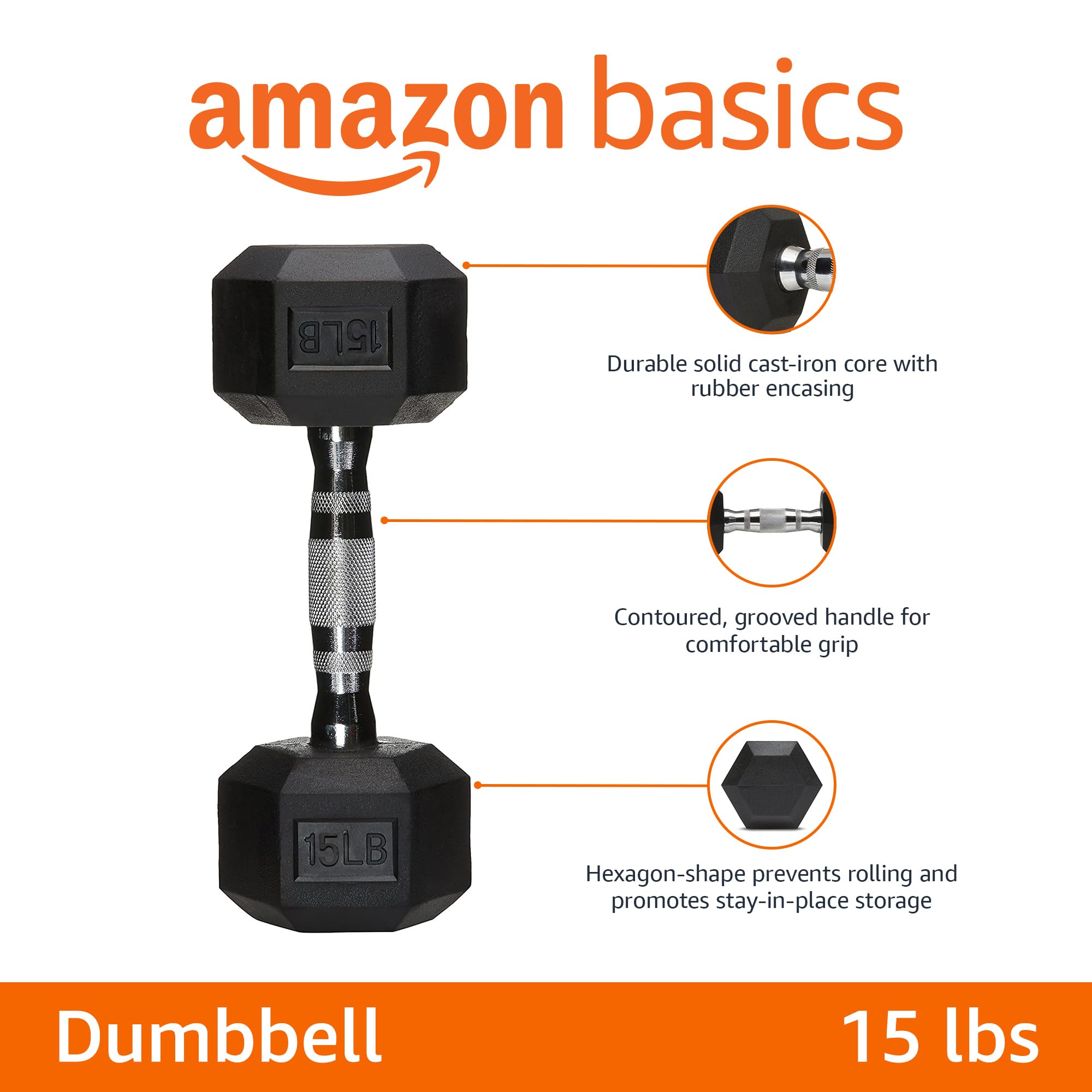 Amazon Basics Rubber Hex Dumbbell Hand Weight