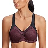 SYROKAN Women's Full Support High Impact Racerback Lightly Lined Underwire Sports Bra