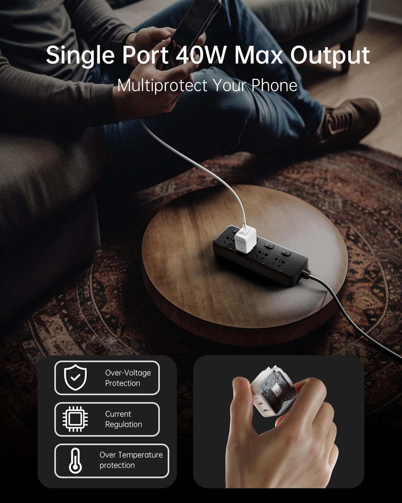 USB C Charger Block, 40W Fast Type C Charging Block Dual Port USB-C Power Adapter Wall Plug Foldable GaN Charger Cube for 17/16/15 Plus/Pro/Pro Max/14/13/12/11 Series, Samsung, Pixel, iPad