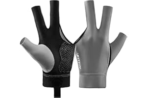 FITFIV Billiards Glove Professional 3-Finger Pool Glove for Left Hand, Snooker Cue Gloves for Men and Women