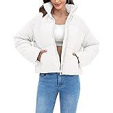 Cityork Women's Winter Quilted Jackets Casual Long Sleeve Puffer Coat Padded Outwear with Pockets
