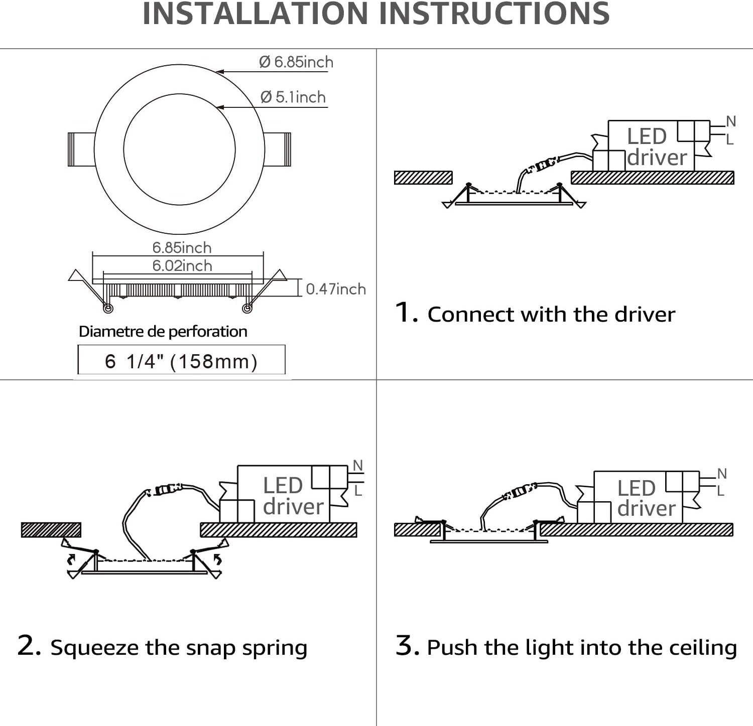 TORCHSTAR Basic Series 12-Pack 12W 6 Inch Low Profile Ultra-Thin Recessed Ceiling Light with Junction Box, 5000K Daylight, Dimmable Can-Killer Downlight, 850lm 100W Eqv. ETL and Energy Star - - 