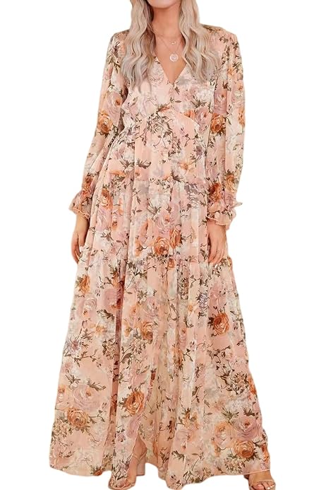 long sleeve floral maxi dress