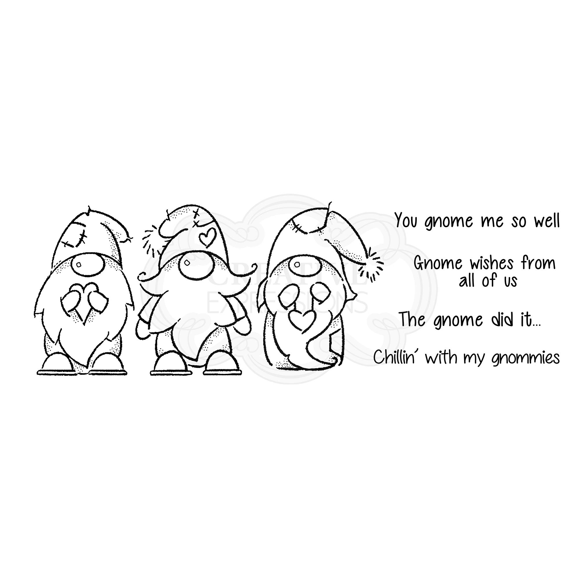 Woodware Francoise Collection-Clear Singles-Three Gnomes-Stamp, Trancparent, 8 x 2.6-inch | FRS406