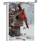 Cardinal Pine Twigs Berry Winter Garden Flag 12x18 Inch Double Sided,Snowflakes Trees Christams Farmhouse Small Burlap Seasonal Holiday Yard Outdoor Decor Bird5