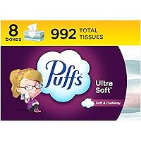 Puffs Ultra Soft Non-Lotion Facial Tissue, 8 Family Boxes, 124 Facial Tissues per Box