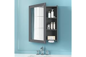 VANIRROR Bathroom Mirror Cabinet - Large Single Door 24x30 inchs Wall Cabinet Bathroom Vanity Mirror Cabinet with Facial Tissues Slot and Multifunctional Storage Area