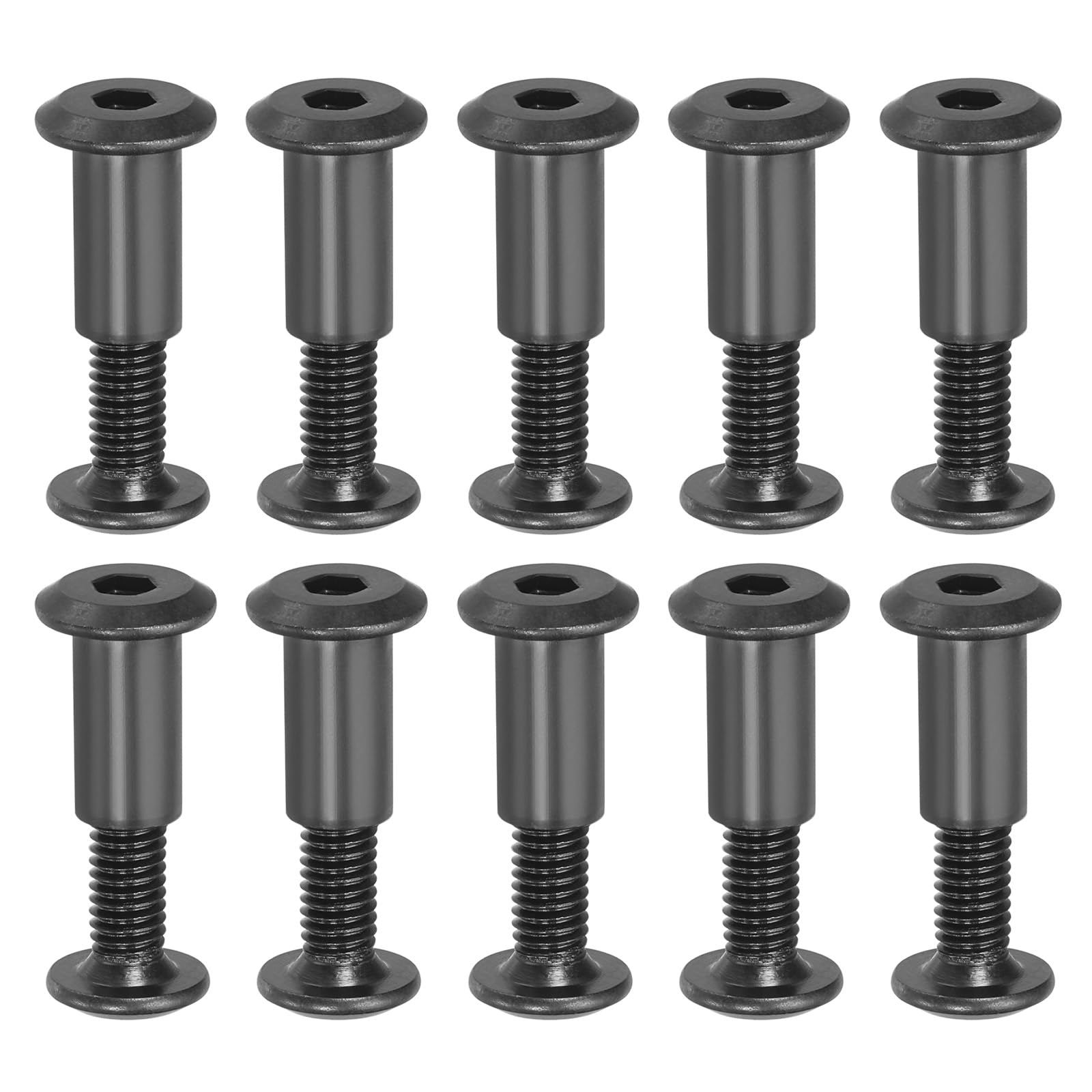 PATIKIL M6 x 16 mm Hex Chicago Screws, 20 Set Binding Screw Posts Connecting Hex Drive Socket Cap Bolt Nuts for Scrapbook Leather Belt Album Photo Furniture Repair, Black