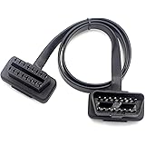 LalomoFlat Noodle OBD2 Cable, Low Profile Male to Female 8 Pin Pass Through OBDII Extension Cable for Diagnostic Tools, Bluetooth Code Reader 0.6m/2 feet