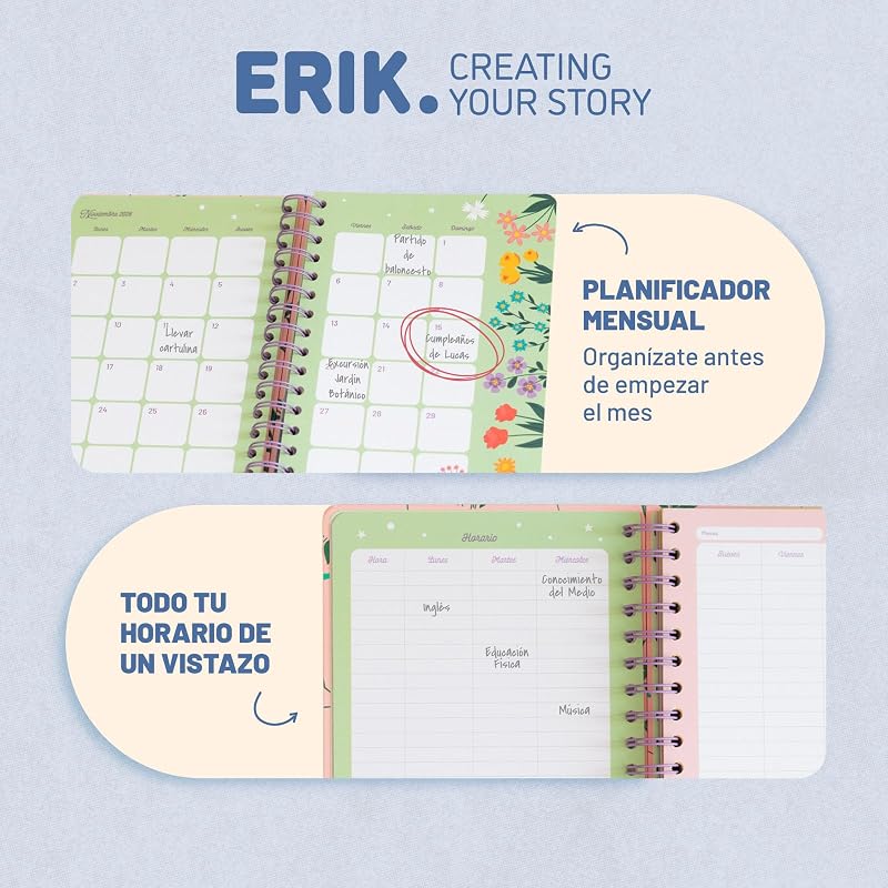 Agenda escolar 2026 2027 Semana Vista Amelie en Español