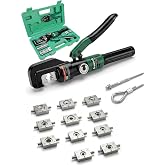 Growlush 10-Ton Hydraulic Wire Rope Crimping Tool, Hydraulic Swaging Tool, 11 Dies for 3/64"-3/16" Double Barrel Sleeves &amp; Stainless Steel Cable Railing Terminals, Professional Rigging Swager