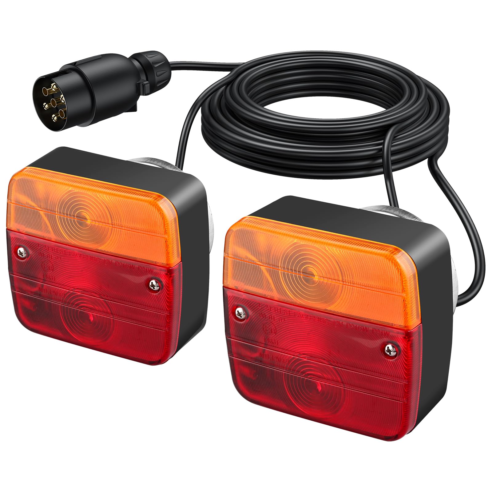 Justech 2PCs 12V Tail Light Rear Lights Tail Brake Indicator Trailer Light with Magnetic Feet for Trailer Camper Van Truck E-mark