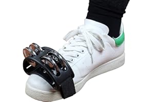 YMC Percussion FTM10-BK Foot Tambourine with Steel Jingles, Black