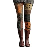 CRNTCEM Halloween Leggings for Women High Waisted Monster Skeleton Pumpkin Printed Yoga Pants Tummy Control Stretchy Tights