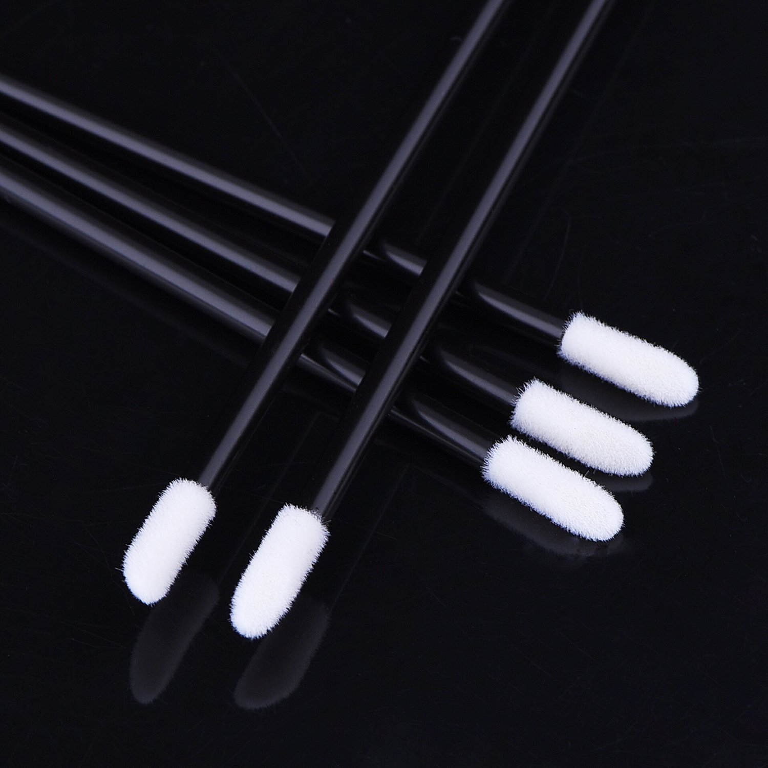 eBoot 100 Pieces Disposable Lip Brushes Lipstick Gloss Wands Applicator Makeup Tool Kits, Black: Beauty