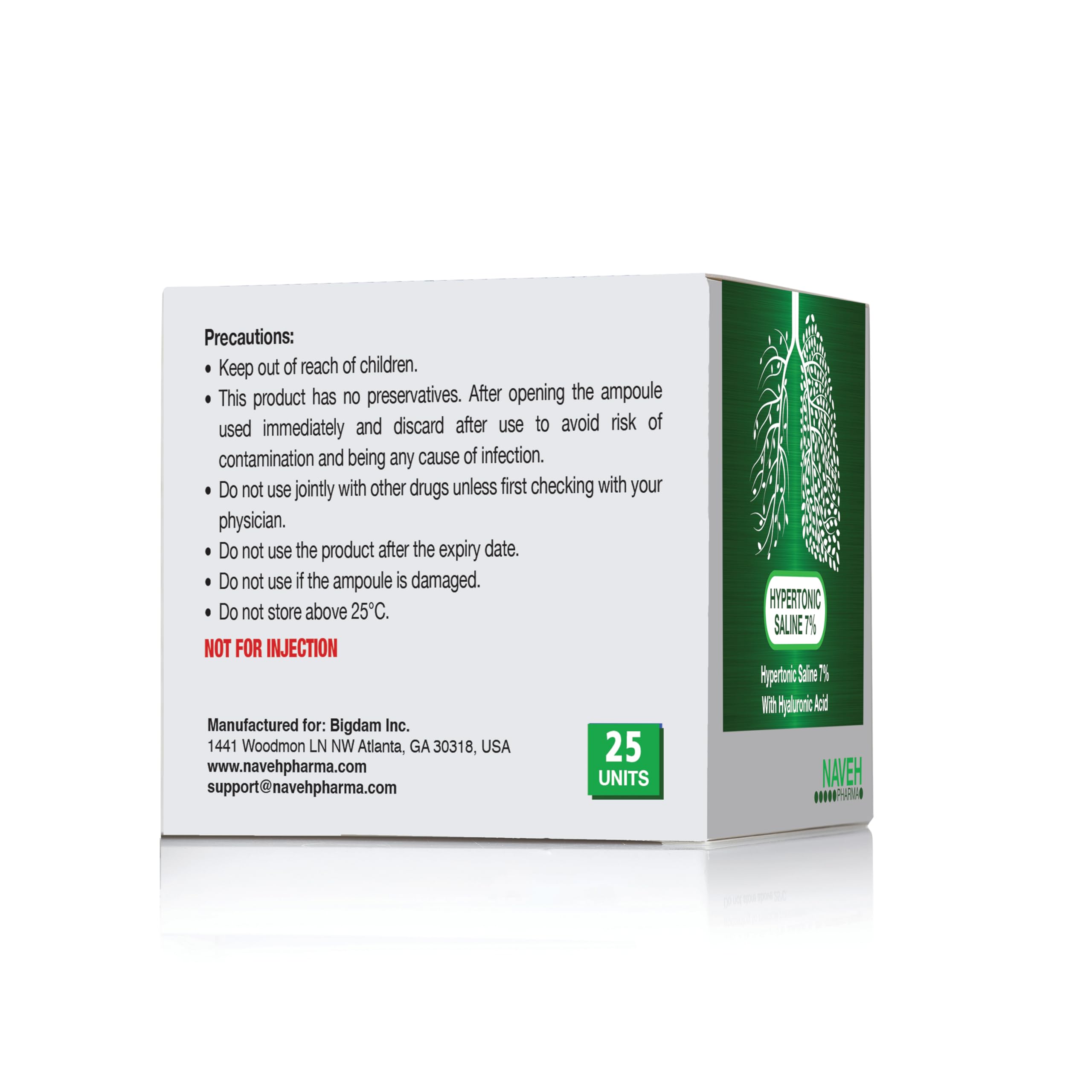 Nebuliz - Hypertonic Saline Solution 7% + Hyaluronic Acid Nebulizer Diluent for inhalators and Nasal Hygiene Clear Congestion from Airways&Lungs Reduce Mucus (25 Sterile Saline Bullets of 0.17 Fl Oz)