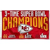 WinCraft Kansas City Chiefs 3X and 3 Time Super Bowl Champions Flag Outdoor Indoor 3x5 Foot Banner