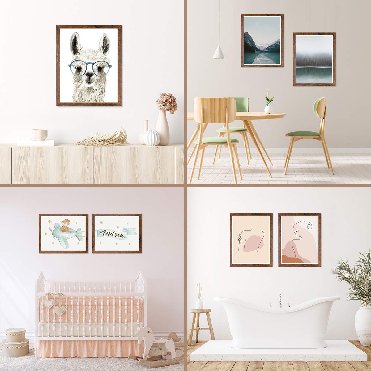 DBWIN 18x24 Picture Frame Rustic Brown Wood Pattern Poster Frame Plexiglass Front 2 Pack for Art Prints Puzzles Murals Wall Decor Vertically or Horizontally(LY01-18X24-BR2)