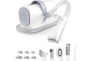 Sweetcrispy Professional Pet Grooming Vacuum Kit, 2.5L Cup, 3 Suction Modes, and 5 Groomer Tools with Cordless Low Noise Dog Clippers for Cats, Other Animals Hair Trimmer