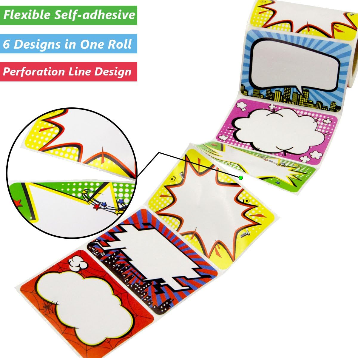 200Pcs Colorful Name Tags Label Roll Stickers for School Office Home ...