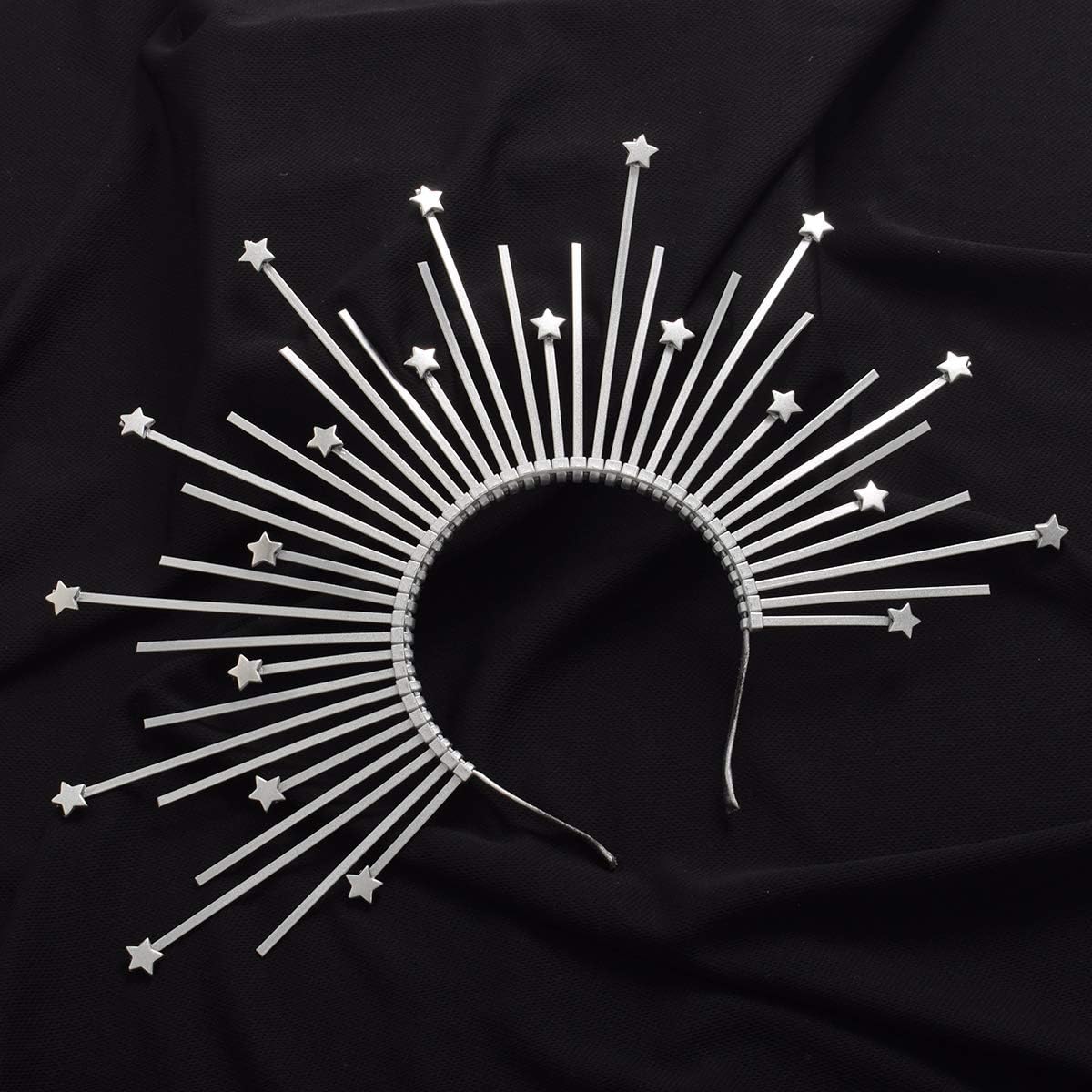 GRACEART Sunburst Halo Gold Crown Headband Costume Party Hair Accessories (B-silver) - Image 4