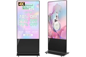JIYANG 65 Inch 4K Digital Signage Display,Indoor Floor Standing Advertising Eletronic Display Signs Kiosk Android System,LCD Totem Support HDMI-in,Free Customization Logo and CMS System(Black)