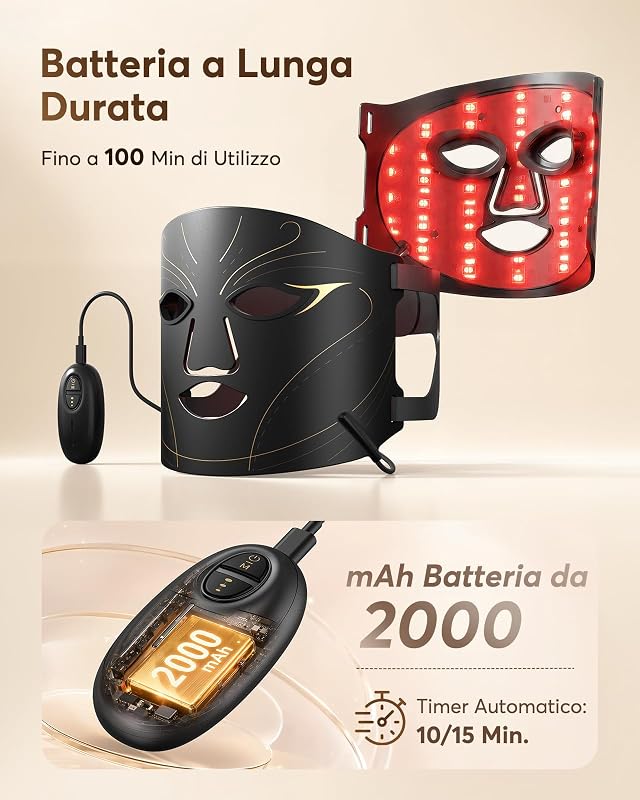 Maschera LED Viso con 224 LED 4 Modalità di Luce NVV06