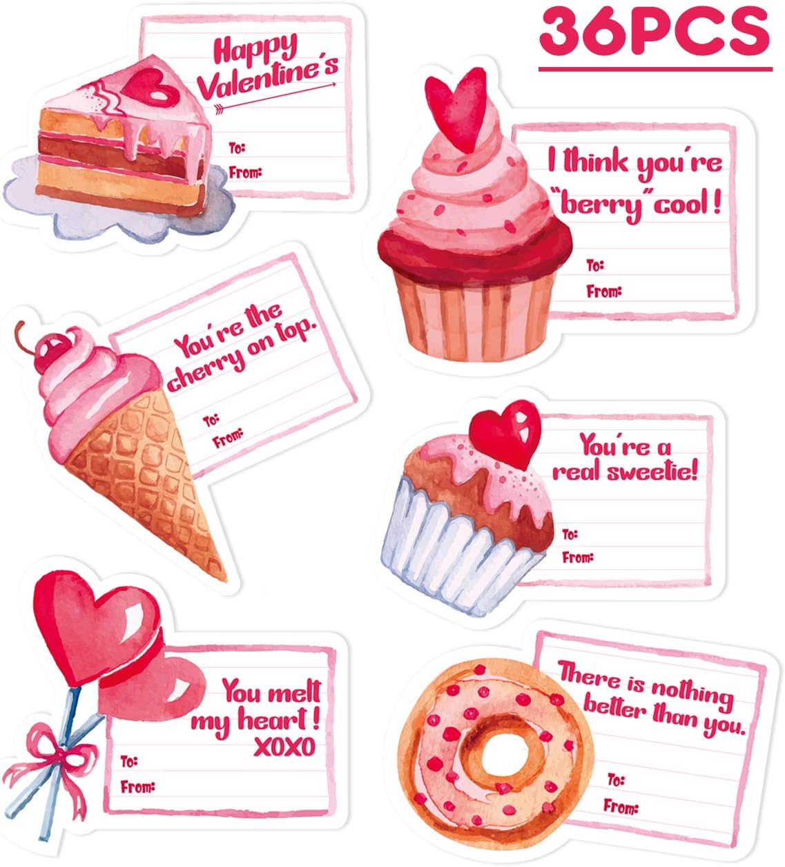 Toicube 36Ct Valentine Cards for Kids - Valentine's Day Party Supplies Favors Presents