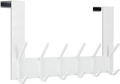 WEBI Over The Door Hook White 6-Hook Towel Coat Rack, No-Drill Door Hanger 2
