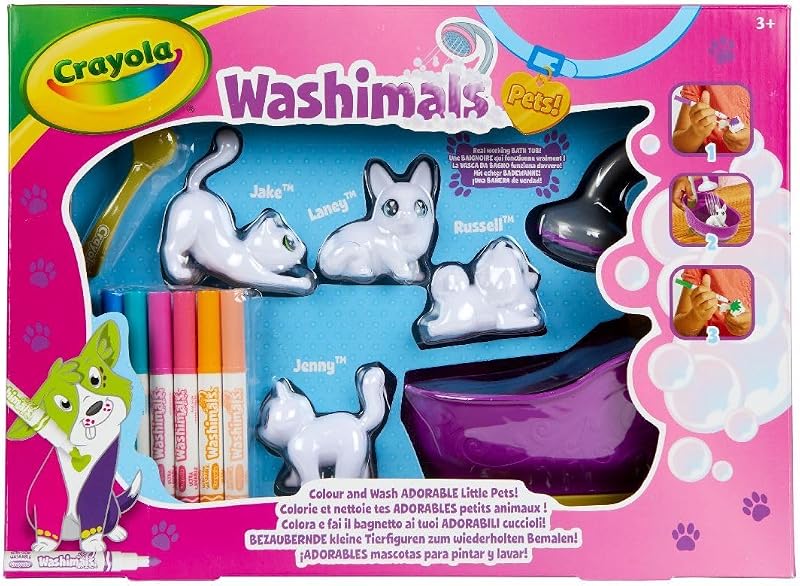 Crayola Washimals Colour and Wash Pets Playset - Kids Craft Kit with Markers &