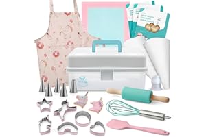 Tovla Jr. Kids Baking Gift Set with Storage Case - Unicorn Baking Gift Set for Kids-Real Cooking Utensils for Cookie, Cupcakes and Decorating