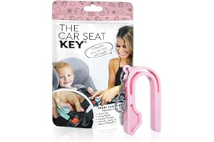 The Car Seat Key - Original Car Seat Key Chain Buckle Release Tool - Easy Unbuckle Opener Aid for Nails, Parents, Grandparents & Older Children by NAMRA Made in USA (Pink)