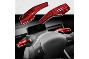 TSLAUCAY Gear Shift Cover for Tesla Model 3/Y 2024-2017 2 PCS Model 3&Y Carbon Fiber Stalk Cover Model Y Gear Lever Cover Interior Protection Accessories-Glossy Red