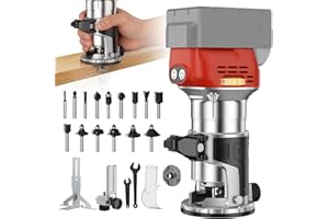 Cordless Router Tool for Mil-Waukee 18V Battery, 800W 28000 RPM Brushless Wood Router with 6-Speed Control, Aluminum Base, De