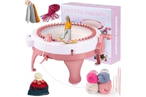 Healemo 48 Needles Knitting Machine - Weaving Loom Kit for Adult Kids, DIY Hat Maker Crochet with Row Counter, Smart Knitting Board Rotating Double Loom for Scarves Gloves - A48