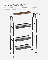 VASAGLE 4-Tier Kitchen Cart Rustic Brown Black 13 cm Deep Steel Frame view 8