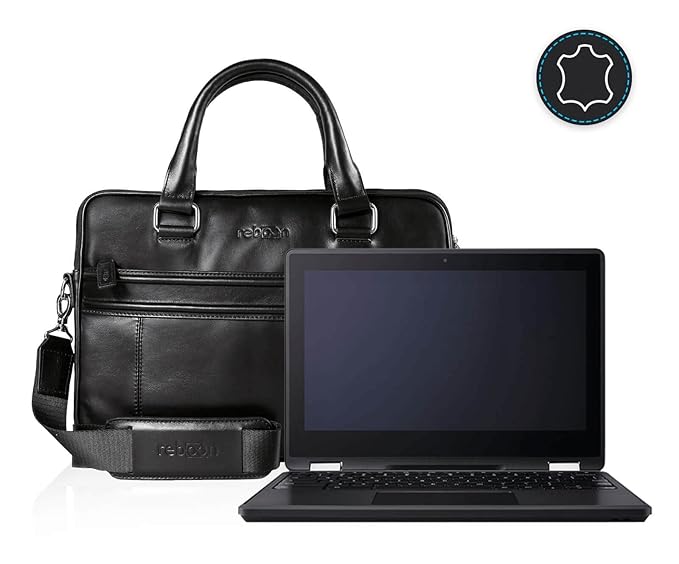 Laptop Messenger Bag for Acer Chromebook Spin 11 in Black Leather