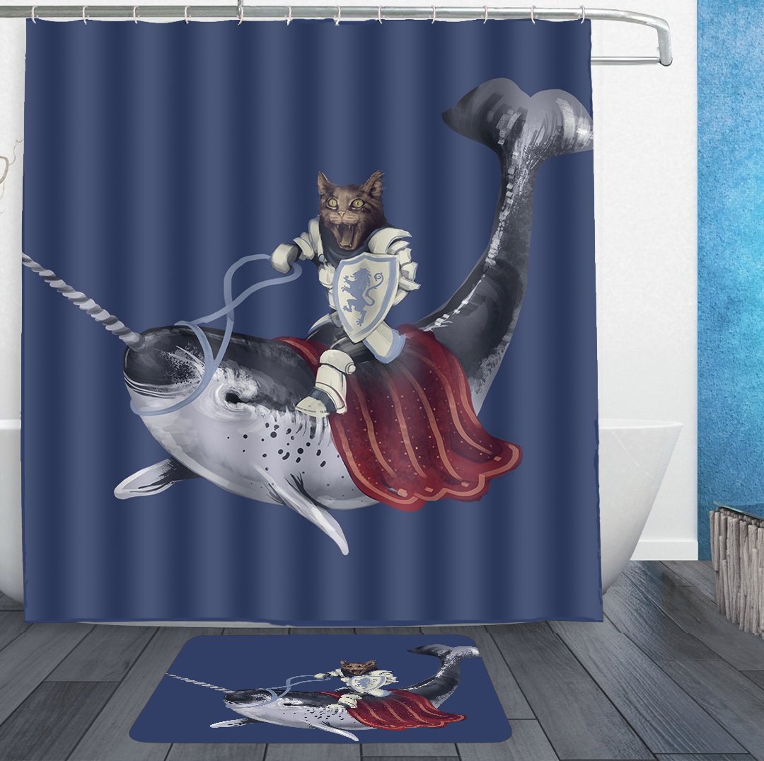 American Tang Shower Curtains With Hooks And Bath Rug Mat Funny