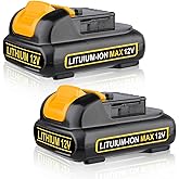 Xmenany 2Pack 3.0Ah DCB120 Battery Replacement for Dewalt 12V Battery Max Lithium-ion DCB120 DCB123 DCB127 Higher Capacity