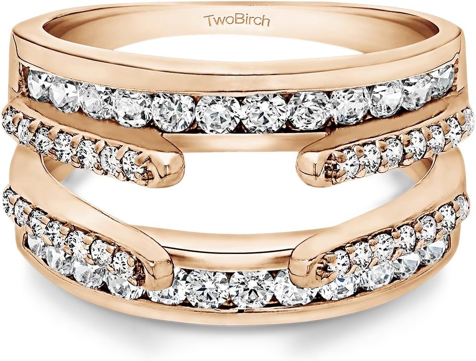 TwoBirch 10K Gold Combination Cathedral and Classic Ring Guard With White Diamonds(G,I2) (0.5 ct.)