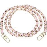 MECCANIXITY Purse Chain Strap, 39 Inch PU Leather Purse Handle Strap Replacement DIY Chain Strap with Zinc Alloy Buckle for Crossbody Bag Shoulder Bag, Pink