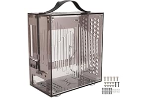 Miniature ITX PC Case, 23x20.5x12cm Portable Clear Acrylic Open Hollow Airflow Case, Flex Power Supply Case for Small Form Fa