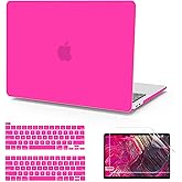 Anban Compatible with MacBook Pro 13 inch Case 2025 2024 2023 M2, 2022-2016 M1 A2338 A2251 A2289 A2159 A1989 A1708 A1706, Plastic Laptop Hard Shell Case +Keyboard Cover +Screen Protector, Hot Pink