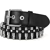 SUOSDEY Black Studded Belt,Y2K Silver Metal Grommet Belt for Men Women Punk Rock Style for Jeans Pants