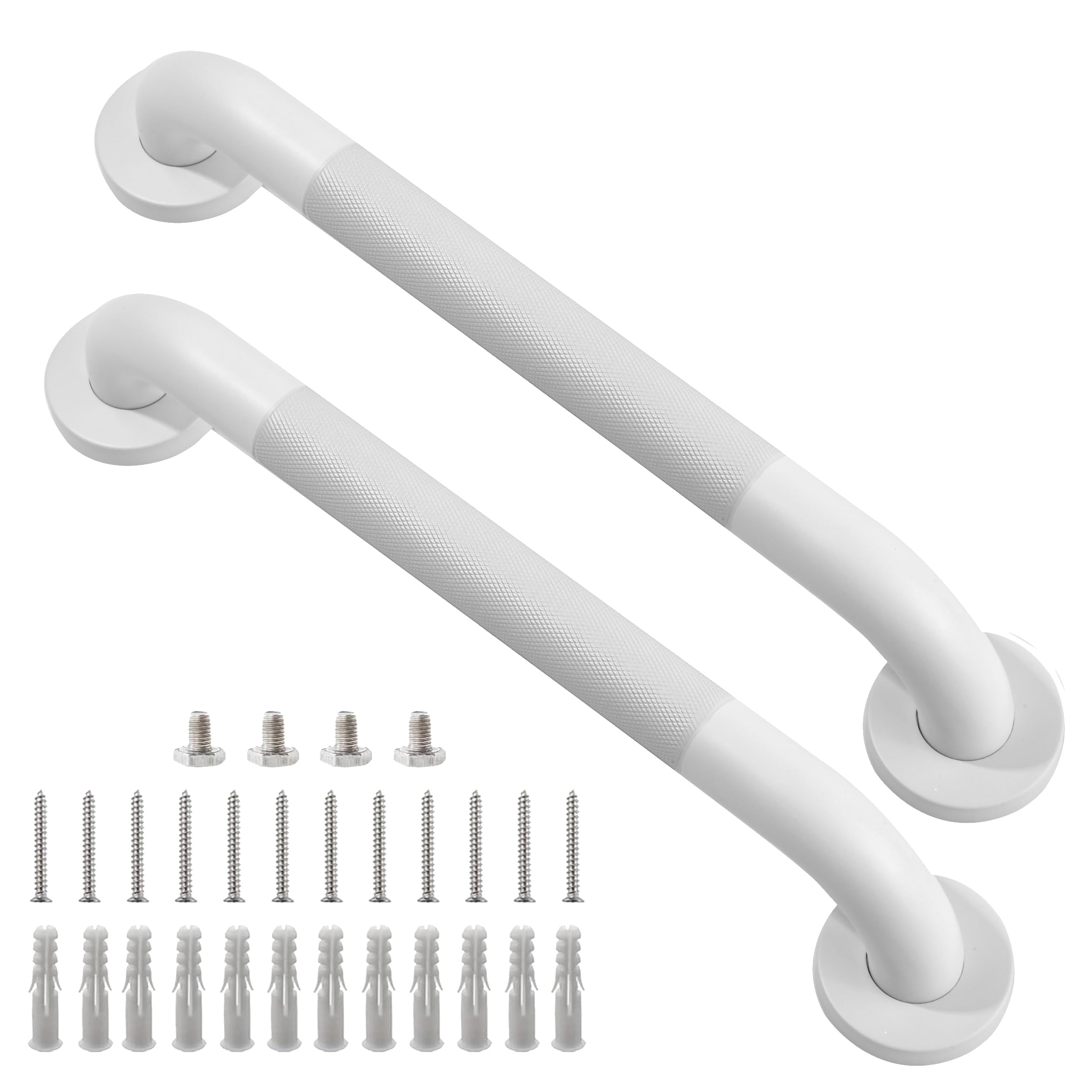 Shower Grab Bar, 2 Pack 16 Inch White Bathroom Grab Bar, 1.25