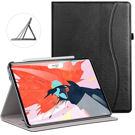 Ztotop Hülle für iPad Pro 12.9 Zoll 2018,Unterstützt Das Aufladen des iPad Stift,Premium Leder Leichte Geschäftshülle mit Stä