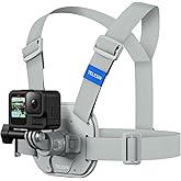 TELESIN Quick Release Chest Mount Harness Strap Mount with Enhanced Thick Cushion Compatible with Go Pro Hero 13 12 11 10 9 8, AKASO, Insta360, DJI Osmo Action Cameras - Comfort & Balance Stability