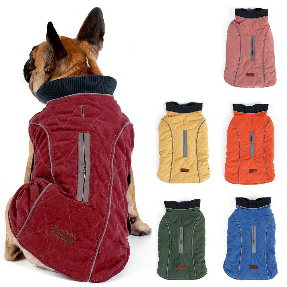 TFENG Reflective Dog Jacket, Dog Coat Warm Padded Puffer Vest Puppy Jacket with Fleece, Red XXL