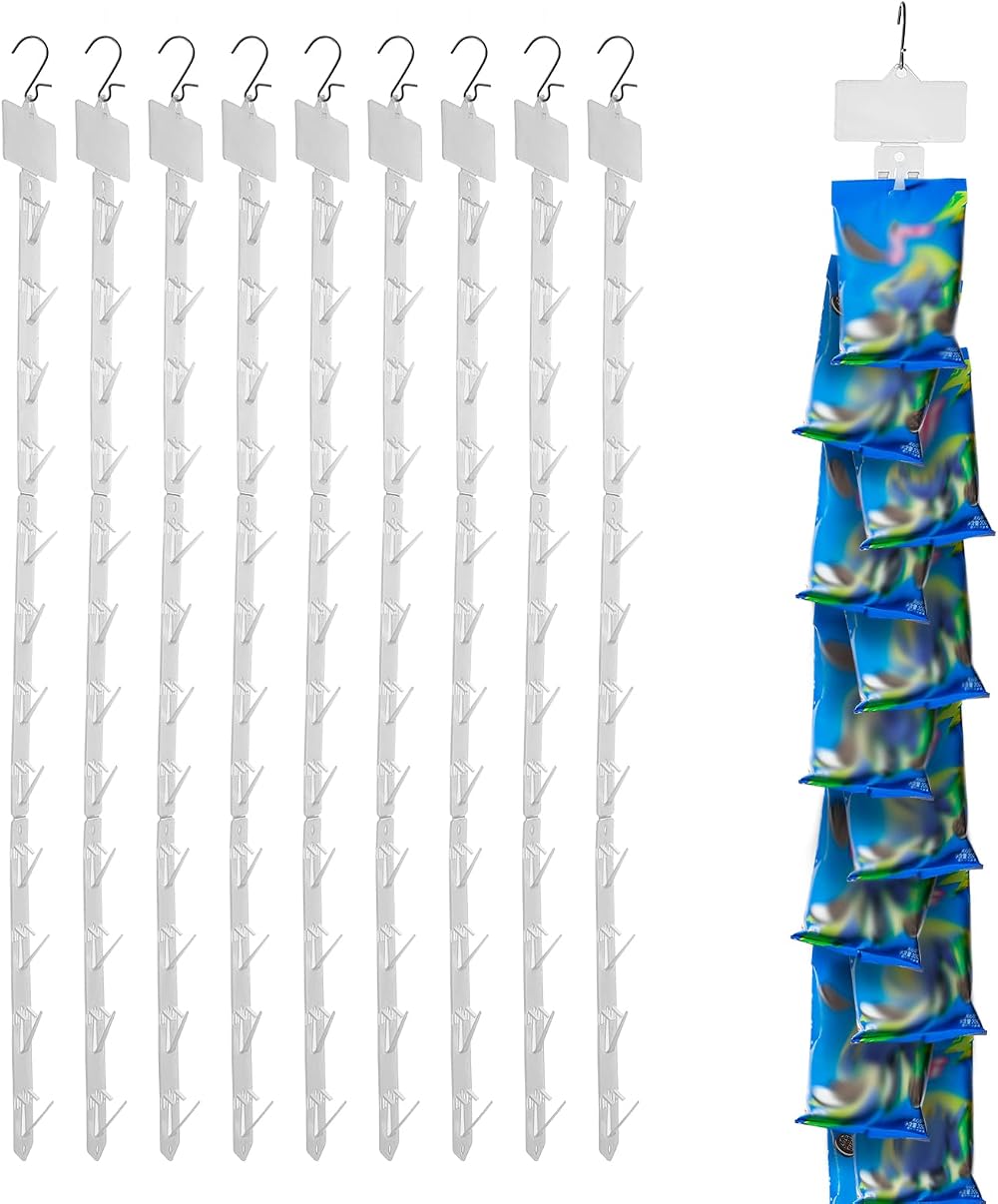 iziusy 10pk Plastic Hanging Merchandise Strips w/ Hooks Display Label Header